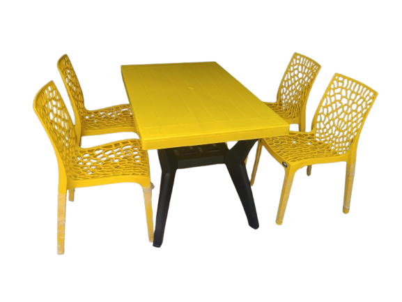 Plastic dining table set with chairs